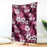 Hawaiian Hibiscus Tribal Floral Pink Blanket Polynesian Tapa Pattern - Polynesian Pride
