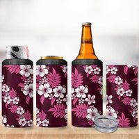 Hawaiian Hibiscus Tribal Floral Pink 4 in 1 Can Cooler Tumbler Polynesian Tapa Pattern - Polynesian Pride