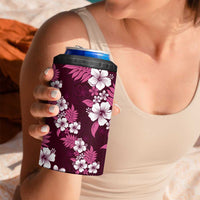 Hawaiian Hibiscus Tribal Floral Pink 4 in 1 Can Cooler Tumbler Polynesian Tapa Pattern - Polynesian Pride