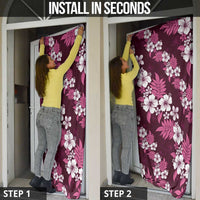Hawaiian Hibiscus Tribal Floral Pink Door Cover Polynesian Tapa Pattern - Polynesian Pride
