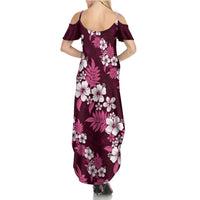 Hawaiian Hibiscus Tribal Floral Pink Family Matching Summer Maxi Dress and Hawaiian Shirt Polynesian Tapa Pattern - Polynesian Pride