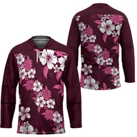 Hawaiian Hibiscus Tribal Floral Pink Hockey Jersey Polynesian Tapa Pattern - Polynesian Pride