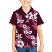 Hawaiian Hibiscus Tribal Floral Pink Kid Hawaiian Shirt Polynesian Tapa Pattern LT01 Kid Pink - Polynesian Pride