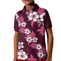 Hawaiian Hibiscus Tribal Floral Pink Kid Polo Shirt Polynesian Tapa Pattern LT01 Kid Pink - Polynesian Pride
