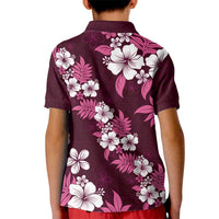 Hawaiian Hibiscus Tribal Floral Pink Kid Polo Shirt Polynesian Tapa Pattern LT01 - Polynesian Pride