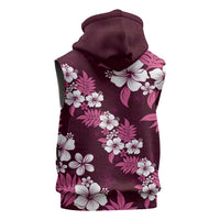 Hawaiian Hibiscus Tribal Floral Pink Sleeveless Hoodie Polynesian Tapa Pattern - Polynesian Pride