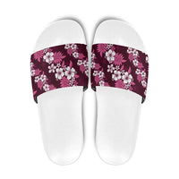 Hawaiian Hibiscus Tribal Floral Pink Slide Sandals Polynesian Tapa Pattern - Polynesian Pride