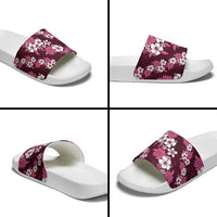 Hawaiian Hibiscus Tribal Floral Pink Slide Sandals Polynesian Tapa Pattern - Polynesian Pride