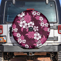 Hawaiian Hibiscus Tribal Floral Pink Spare Tire Cover Polynesian Tapa Pattern - Polynesian Pride