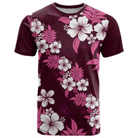 Hawaiian Hibiscus Tribal Floral Pink T Shirt Polynesian Tapa Pattern - Polynesian Pride