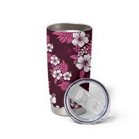 Hawaiian Hibiscus Tribal Floral Pink Tumbler Cup Polynesian Tapa Pattern - Polynesian Pride