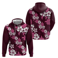 Hawaiian Hibiscus Tribal Floral Pink Zip Hoodie Polynesian Tapa Pattern - Polynesian Pride