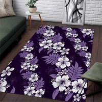 Hawaiian Hibiscus Tribal Floral Purple Area Rug Polynesian Tapa Pattern - Polynesian Pride