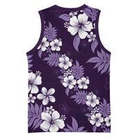 Hawaiian Hibiscus Tribal Floral Purple Basketball Jersey Polynesian Tapa Pattern LT01 - Polynesian Pride