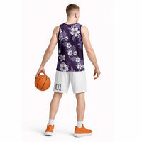Hawaiian Hibiscus Tribal Floral Purple Basketball Jersey Polynesian Tapa Pattern LT01 - Polynesian Pride