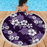 Hawaiian Hibiscus Tribal Floral Purple Beach Blanket Polynesian Tapa Pattern - Polynesian Pride