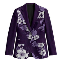 Hawaiian Hibiscus Tribal Floral Purple Blazer Polynesian Tapa Pattern - Polynesian Pride