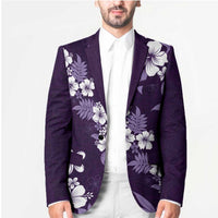 Hawaiian Hibiscus Tribal Floral Purple Blazer Polynesian Tapa Pattern - Polynesian Pride