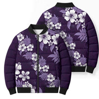 Hawaiian Hibiscus Tribal Floral Purple Bomber Puffer Jacket Polynesian Tapa Pattern LT01 - Polynesian Pride