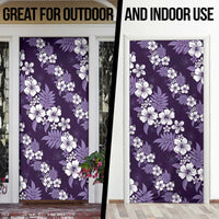 Hawaiian Hibiscus Tribal Floral Purple Door Cover Polynesian Tapa Pattern - Polynesian Pride
