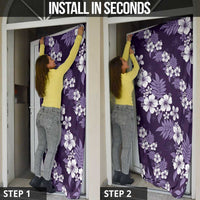 Hawaiian Hibiscus Tribal Floral Purple Door Cover Polynesian Tapa Pattern - Polynesian Pride