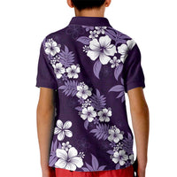 Hawaiian Hibiscus Tribal Floral Purple Kid Polo Shirt Polynesian Tapa Pattern LT01 - Polynesian Pride