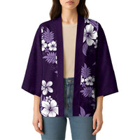Hawaiian Hibiscus Tribal Floral Purple Kimono Polynesian Tapa Pattern - Polynesian Pride