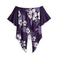 Hawaiian Hibiscus Tribal Floral Purple Off Shoulder Wrap Waist Top Polynesian Tapa Pattern LT01 Purple - Polynesian Pride