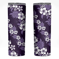 Hawaiian Hibiscus Tribal Floral Purple Skinny Tumbler Polynesian Tapa Pattern - Polynesian Pride