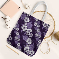 Hawaiian Hibiscus Tribal Floral Purple Tote Bag Polynesian Tapa Pattern - Polynesian Pride