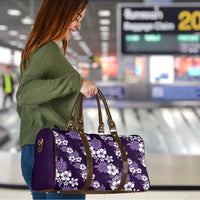 Hawaiian Hibiscus Tribal Floral Purple Travel Bag Polynesian Tapa Pattern - Polynesian Pride