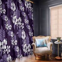 Hawaiian Hibiscus Tribal Floral Purple Window Curtain Polynesian Tapa Pattern - Polynesian Pride