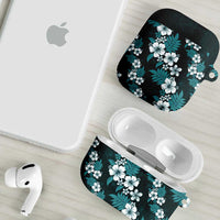 Hawaiian Hibiscus Tribal Floral Teal AirPods Case Polynesian Tapa Pattern - Polynesian Pride