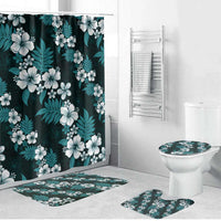 Hawaiian Hibiscus Tribal Floral Teal Bathroom Set Polynesian Tapa Pattern - Polynesian Pride