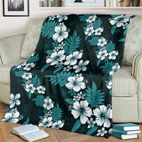 Hawaiian Hibiscus Tribal Floral Teal Blanket Polynesian Tapa Pattern - Polynesian Pride