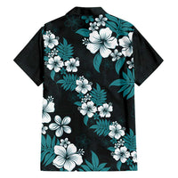 Hawaiian Hibiscus Tribal Floral Teal Family Matching Off Shoulder Maxi Dress and Hawaiian Shirt Polynesian Tapa Pattern - Polynesian Pride