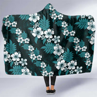 Hawaiian Hibiscus Tribal Floral Teal Hooded Blanket Polynesian Tapa Pattern LT01 One Size Teal - Polynesian Pride