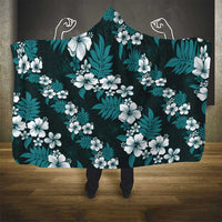 Hawaiian Hibiscus Tribal Floral Teal Hooded Blanket Polynesian Tapa Pattern LT01 - Polynesian Pride