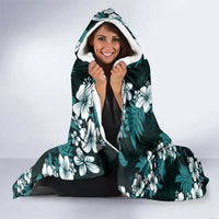 Hawaiian Hibiscus Tribal Floral Teal Hooded Blanket Polynesian Tapa Pattern LT01 - Polynesian Pride