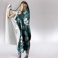 Hawaiian Hibiscus Tribal Floral Teal Hooded Blanket Polynesian Tapa Pattern LT01 - Polynesian Pride
