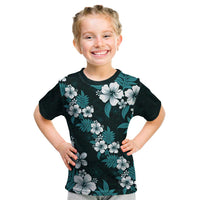 Hawaiian Hibiscus Tribal Floral Teal Kid T Shirt Polynesian Tapa Pattern LT01 Teal - Polynesian Pride