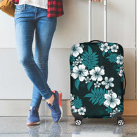 Hawaiian Hibiscus Tribal Floral Teal Luggage Cover Polynesian Tapa Pattern LT01 - Polynesian Pride