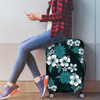 Hawaiian Hibiscus Tribal Floral Teal Luggage Cover Polynesian Tapa Pattern LT01 - Polynesian Pride
