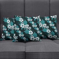 Hawaiian Hibiscus Tribal Floral Teal Pillow Cover Polynesian Tapa Pattern - Polynesian Pride