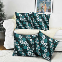 Hawaiian Hibiscus Tribal Floral Teal Pillow Cover Polynesian Tapa Pattern - Polynesian Pride