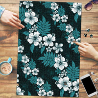 Hawaiian Hibiscus Tribal Floral Teal Puzzle Polynesian Tapa Pattern LT01 Teal - Polynesian Pride