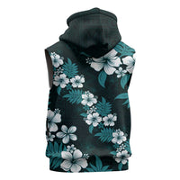 Hawaiian Hibiscus Tribal Floral Teal Sleeveless Hoodie Polynesian Tapa Pattern LT01 - Polynesian Pride