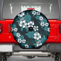 Hawaiian Hibiscus Tribal Floral Teal Spare Tire Cover Polynesian Tapa Pattern - Polynesian Pride