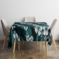 Hawaiian Hibiscus Tribal Floral Teal Tablecloth Polynesian Tapa Pattern - Polynesian Pride