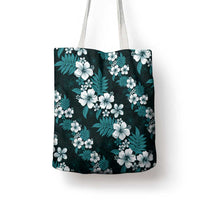 Hawaiian Hibiscus Tribal Floral Teal Tote Bag Polynesian Tapa Pattern - Polynesian Pride